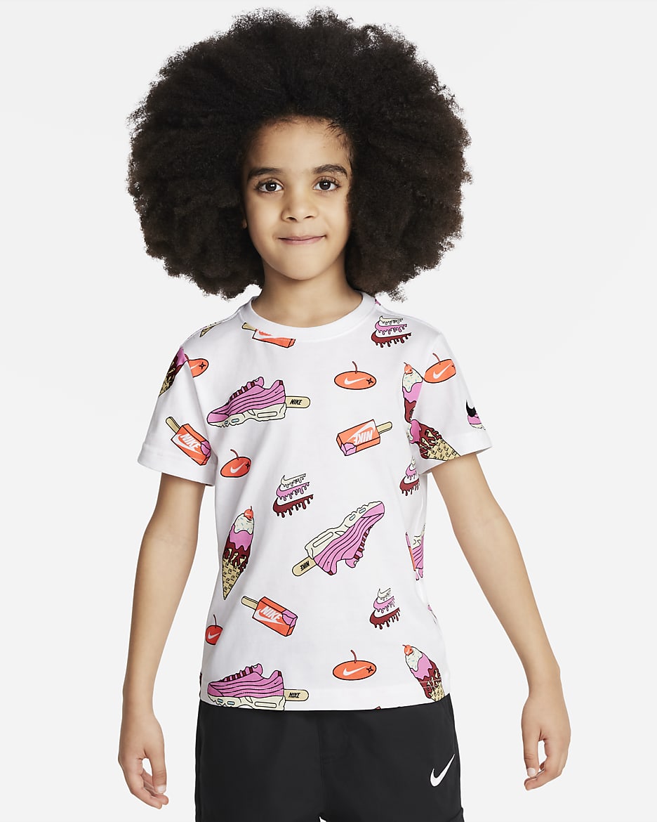 Nike Little Kids Sole Food Printed T Shirt White White